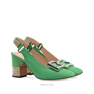 Moiré mid-heel pump with crystal G