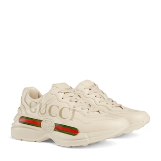 Baskets Rhyton en cuir avec logo Gucci