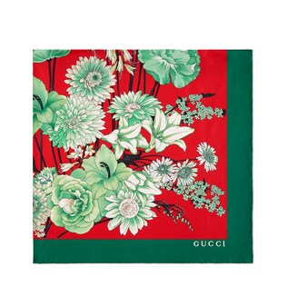 Square GG belts and spring bouquet silk scarf