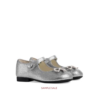 Toddler glitter ballet flat with bow