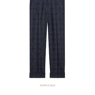 Pantalon ajusté à carreaux et abeille