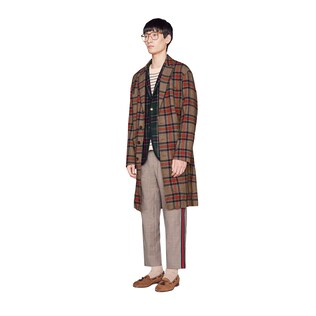 Check wool coat