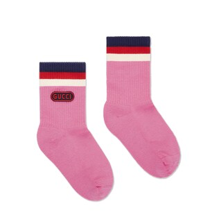 Calzini in cotone con patch Gucci game