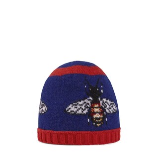Baby Mütze aus Wolle mit Bienen-Jacquard