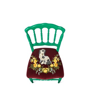 Wood chair with embroidered Spaniel