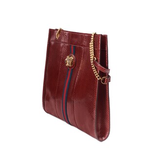 Borsa shopping in pitone con testa di tigre misura grande