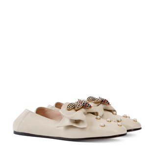 Ballerines en cuir avec nœud