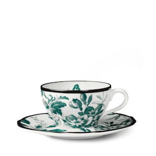 Herbarium demitasse cup and saucer, double set