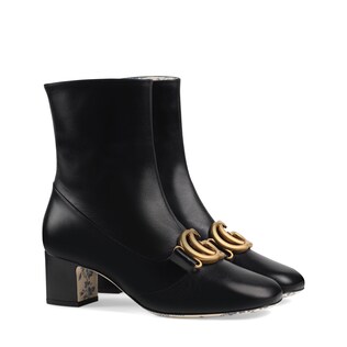 Leather ankle boot with Double G
