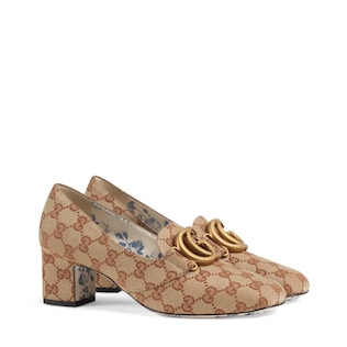 GG canvas mid-heel pump with Double G