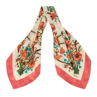 Silk cachecol with poppy print
