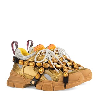 Flashtrek leather sneaker with crystals