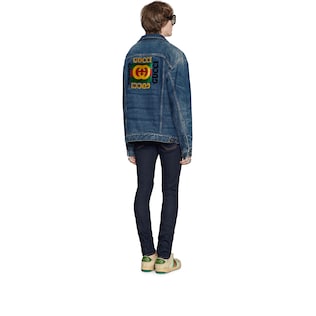 Oversize denim jacket with patches