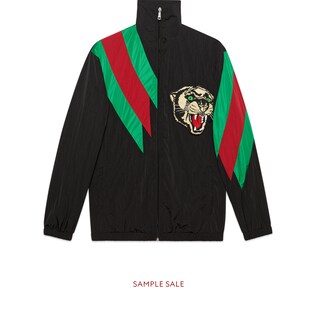 Oversize nylon jacket with Web intarsia