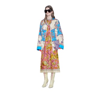 Padded nylon jacket with flowers and tassels