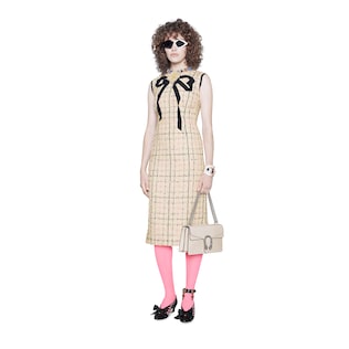 Vestido Tubo de Tweed con Lazo