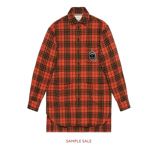 Oversize check wool shirt with anchor
