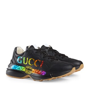 Zapatilla Rhyton Piel Logo Gucci para hombre