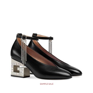 Mid-heel pump with crystal G heel