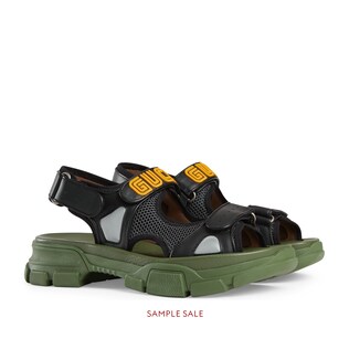 Leather and mesh sandal
