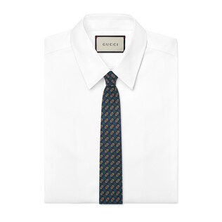 Horsebit rhombus silk tie