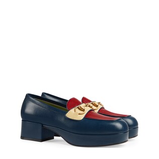 Leather platform loafer with Horsebit