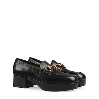 Leather platform loafer with Horsebit