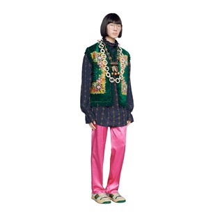 Floral velvet jacquard vest