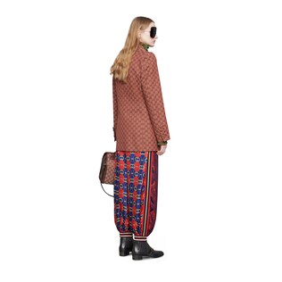 Contrast print silk jogging pant
