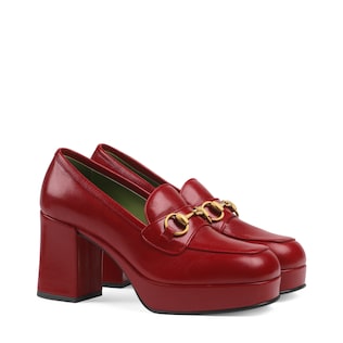 Leather platform loafer with Horsebit