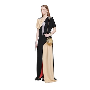 Silk dress with shell appliqués