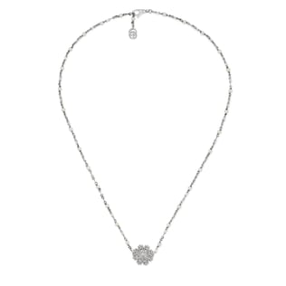 Blumen-Halskette mit Diamanten und Perlen
