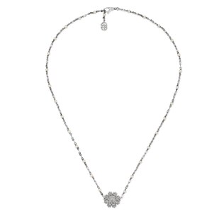 Flower necklace with diamonds and pearls