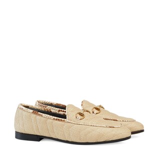 Women's Gucci Jordaan chevron raffia loafer
