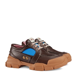 Leather and nylon lace-up shoe