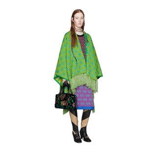 GG stripe jacquard poncho
