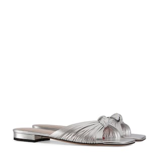 Pantolette aus Metallic-Leder