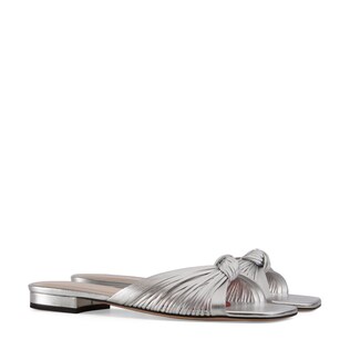 Sandalo slider in pelle metallizzata