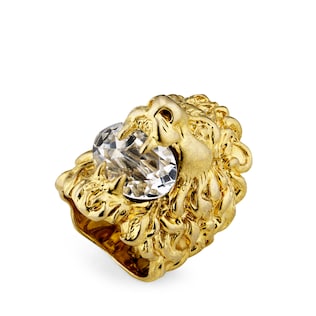 Lion head ring with crystal
