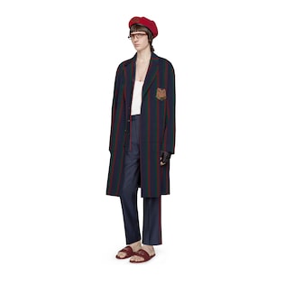 Veste en laine à micro pois motif félin