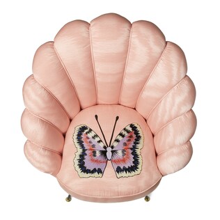 Moiré armchair with embroidered butterfly