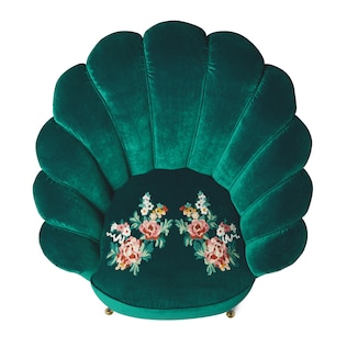 Velvet armchair with embroidered flowers