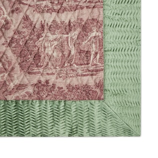 Toile de Jouy linen and satin quilt