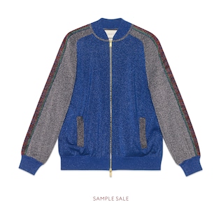 Blouson aviateur en laine et lamé