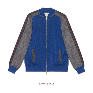 Wool lamé bomber jacket