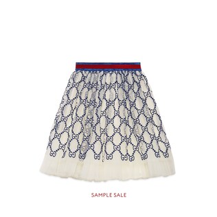 Children's GG embroidered tulle skirt