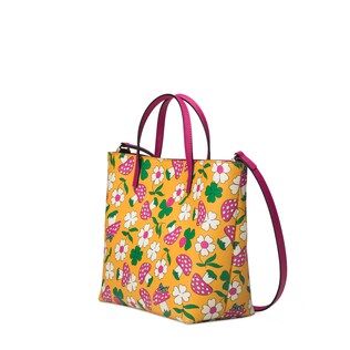 Children's tote with mushrooms print and strap