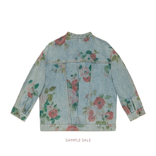 Children's denim jacket with floral print