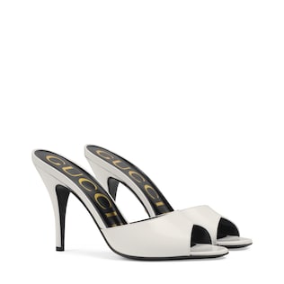 Leather heeled slide