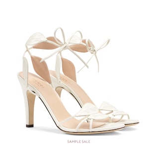 Leather sandal with leaf details